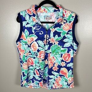 Ibkul Women's Floral Sleeveless Top - Blue and Multicolor